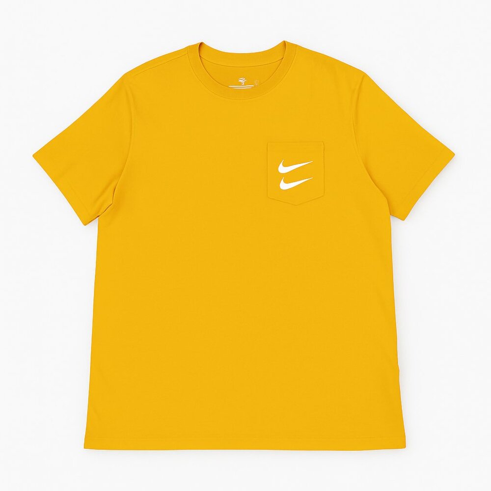 Nike Double Swoosh Pocket Tee Men's Cotton Shirt Tee Yellow XL